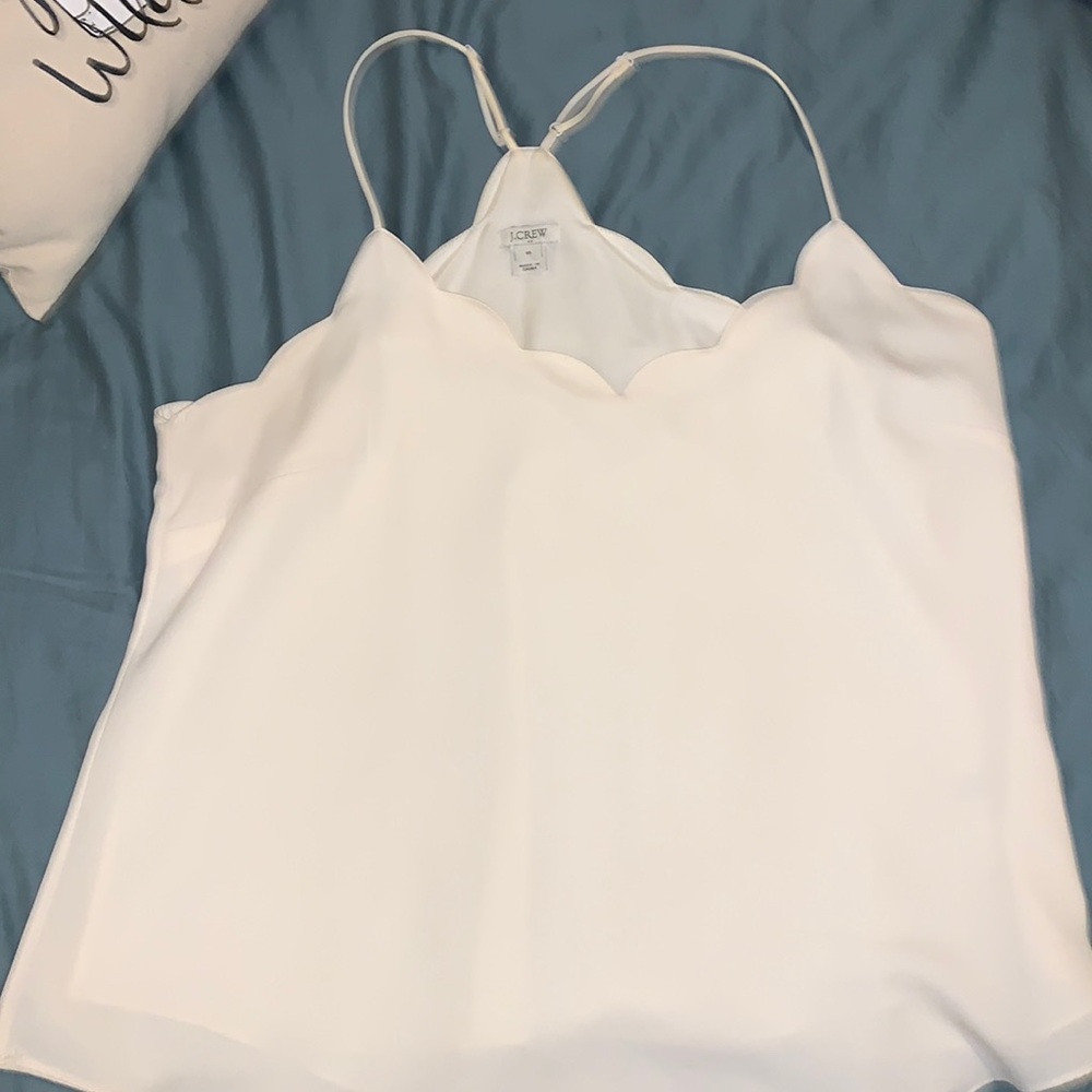 J. Crew, scalloped white camisole